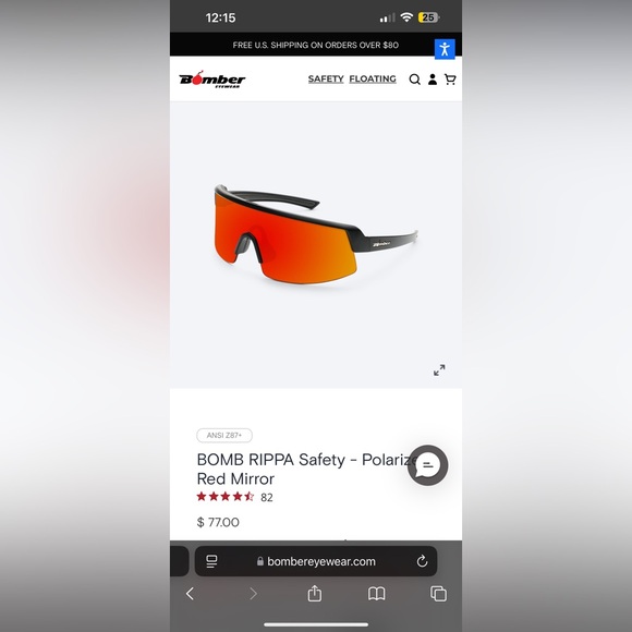 Brand new never worn bomber eyewear safety mirror polarized red sunglasses - Picture 2 of 4